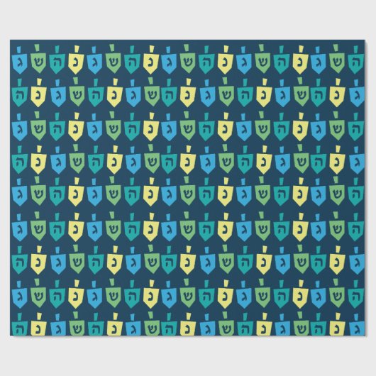 Papier Cadeau Hanukkah Dreidel Party Wrapping Paper (Plat)