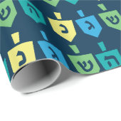 Papier Cadeau Hanukkah Dreidel Party Wrapping Paper (Coin rond)