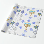 Papier Cadeau Hanukkah Icons Wrapping Paper | Menorah  (Déroulé)