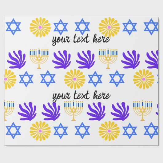 Papier Cadeau Hanukkah Wrapping Paper – Menorah, Star of David (Plat)