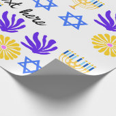 Papier Cadeau Hanukkah Wrapping Paper – Menorah, Star of David (Coin)