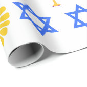 Papier Cadeau Hanukkah Wrapping Paper – Menorah, Star of David (Coin rond)