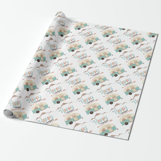 Papier Cadeau HAPPER CAMPER mignon Retro RV (Déroulé)