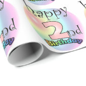 Papier Cadeau Happy 2nd Birthday (rose) (Coin rond)