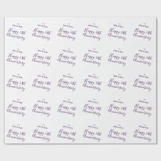 Papier Cadeau Happy 50th anniversary purple name year simple 