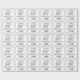 Papier Cadeau HAPPY 66E ANNIVERSAIRE ; Style Art Déco ; Nom pers