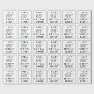 Papier Cadeau HAPPY 68E ANNIVERSAIRE ; Style Art Déco ; Nom pers