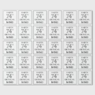 Papier Cadeau HAPPY 74E ANNIVERSAIRE ; Style Art Déco ; Nom pers