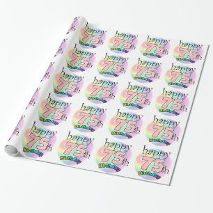 Papier Cadeau Happy 75th Birthday (rose)