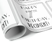 Papier Cadeau HAPPY 7E ANNIVERSAIRE ; Style Art Déco ; Nom perso (Coin rond)