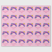 Papier Cadeau Happy 8th Birthday Rainbow Name Customable (Plat)
