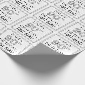 Papier Cadeau HAPPY 90E ANNIVERSAIRE ; Style Art Déco ; Nom pers (Coin)