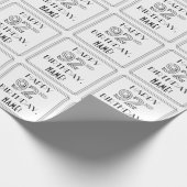 Papier Cadeau HAPPY 92E ANNIVERSAIRE ; Style Art Déco ; Nom pers (Coin)