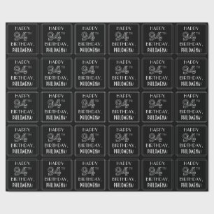 Papier Cadeau HAPPY 94E ANNIVERSAIRE ; Style Art Déco avec/ Nom