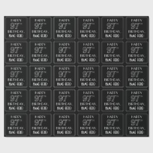 Papier Cadeau HAPPY 97E ANNIVERSAIRE ; Style Art Déco avec/ Nom 