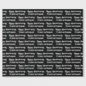 Papier Cadeau Happy Anniversary Couple's Names Black and White (Plat)