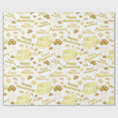 Papier Cadeau Happy Anniversary  Elegant Gold Text (Plat)