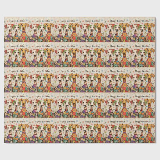 Papier Cadeau Happy Birthday! Artsy Puppy Design, (Plat)