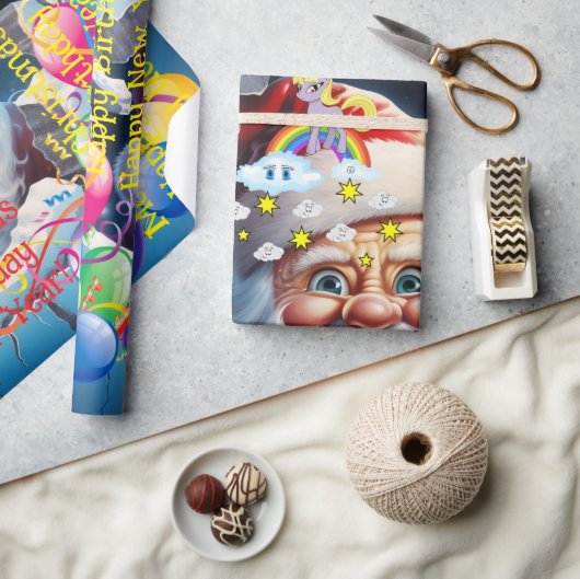 Papier Cadeau Happy Birthday Christmas Unicorn Wrapping Paper (Artisanat)
