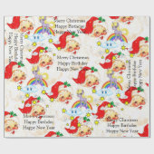 Papier Cadeau Happy Birthday Christmas Unicorn Wrapping Paper (Plat)