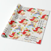 Papier Cadeau Happy Birthday Christmas Unicorn Wrapping Paper (Déroulé)