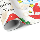 Papier Cadeau Happy Birthday Christmas Unicorn Wrapping Paper (Coin rond)