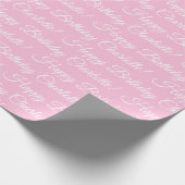 Papier Cadeau Happy Birthday elegant script custom name pink (Coin)