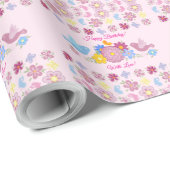 Papier Cadeau Happy Birthday Wild Flowers Garden Birds Pattern (Coin rond)