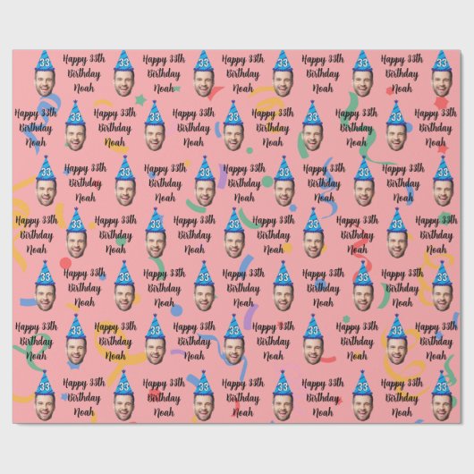 Papier Cadeau Happy Birthday Wrapping Paper, Custom Birthday Red (Plat)