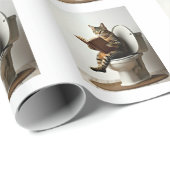 Papier Cadeau Happy Cat : Cute Kitten Design pour Amoureux de le (Coin rond)