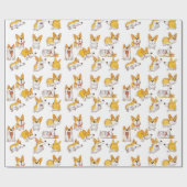 Papier Cadeau Happy Corgi Wrapping Papier (Plat)