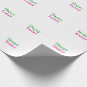 Papier Cadeau Happy easter boho vert rose enfants ajouter nom ti (Coin)