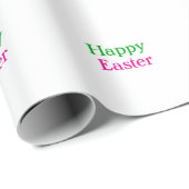 Papier Cadeau Happy easter boho vert rose enfants ajouter nom ti (Coin rond)