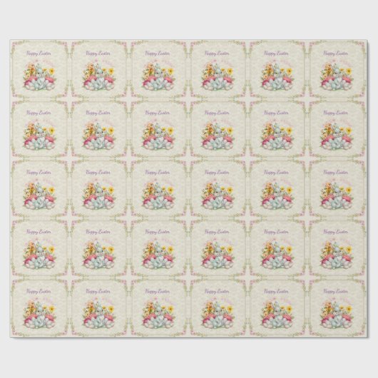 Papier Cadeau Happy Easter Cute Water Color bunny (Plat)