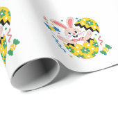 Papier Cadeau Happy Easter Party Bunny Popping Out (Coin rond)