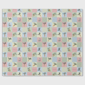 Papier Cadeau Happy Easter Rabbit & Carrot Square Pattern (Plat)
