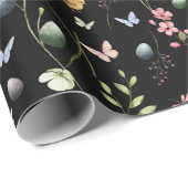 Papier Cadeau Happy Easteron noir papier d'enveloppement (Coin rond)