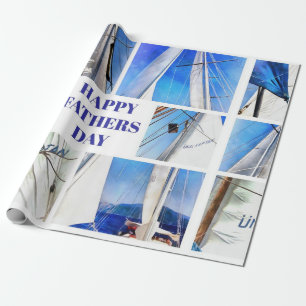 Papier Cadeau Happy Fête des pères Artistic White Sails Collage