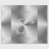 Papier Cadeau Happy Fête des pères Metallic Silver Enveloppement (Plat)
