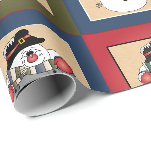 Papier Cadeau Happy Fun Snowmen | Noël (Coin rond)