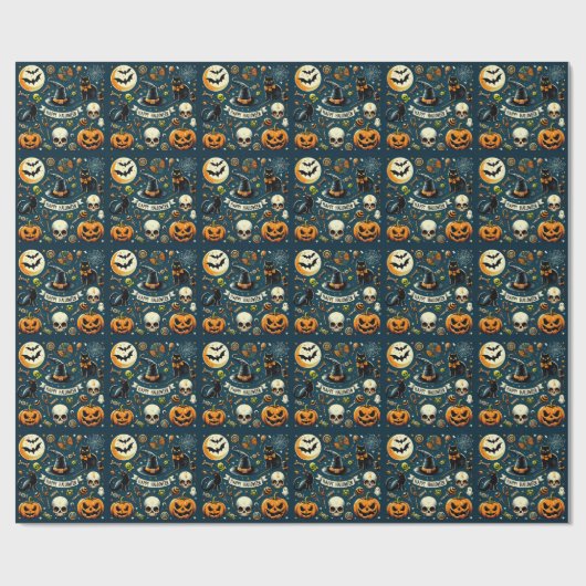 Papier Cadeau Happy Halloween amusant et Éffrayant (Plat)