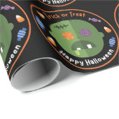 Papier Cadeau Happy halloween branché Trick ou Treat Gift (Coin rond)