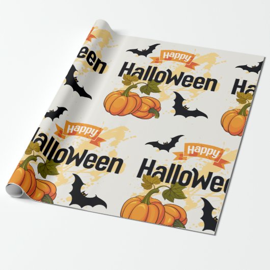 Papier Cadeau Happy Halloween design (Déroulé)