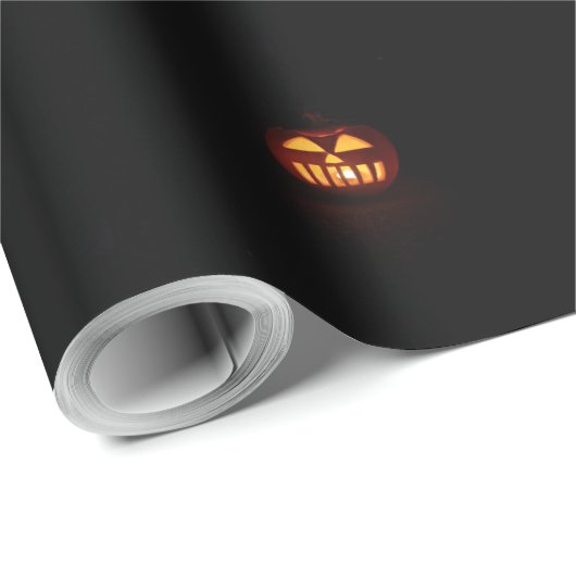 Papier Cadeau Happy Halloween drôle effrayant Motif Citrouille o (Coin rond)