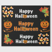 Papier Cadeau Happy Halloween éffrayant jack-o-lanterne bonbon m (Plat)