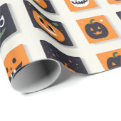 Papier Cadeau Happy Halloween Emoji for Kids (Coin rond)