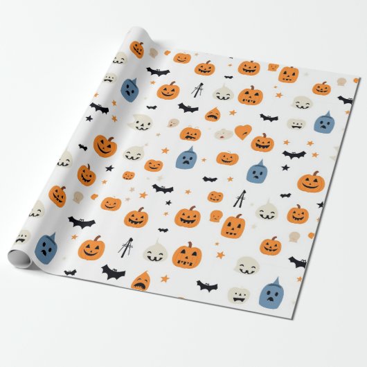 Papier Cadeau Happy Halloween for babyes white (Déroulé)