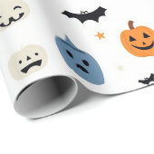 Papier Cadeau Happy Halloween for babyes white (Coin rond)