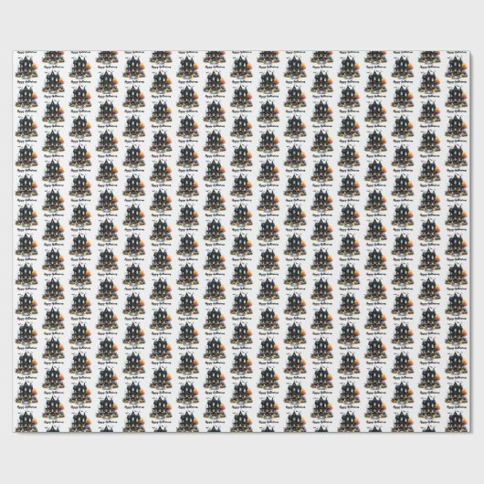 Papier Cadeau Happy Halloween papier Motif Éffrayant (Plat)