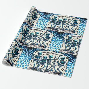 Papier Cadeau Happy Halloween Skeletons : Dance Party Cravate-Dy